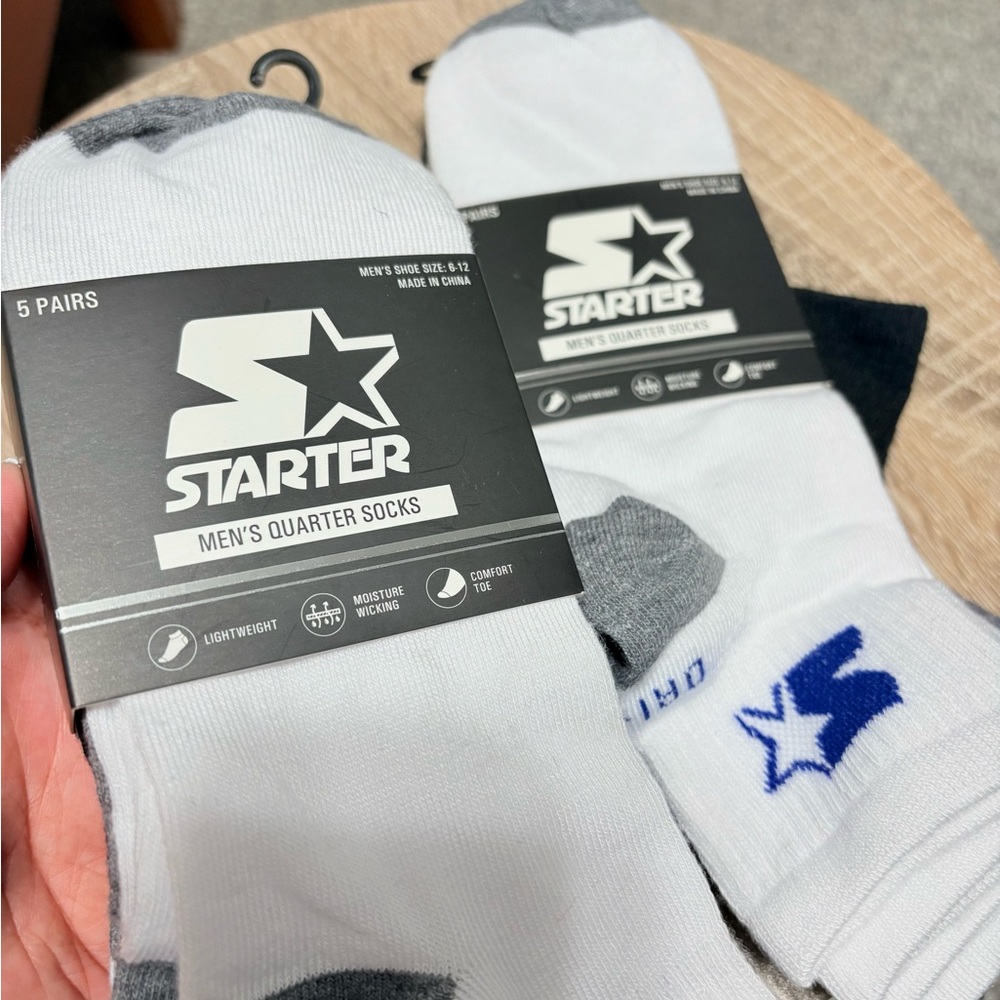 STARTER Men's White and Gray Athletic Socks